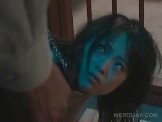 Chained Asian dirty film Slave Hardcore Mouth Fucked On Knees